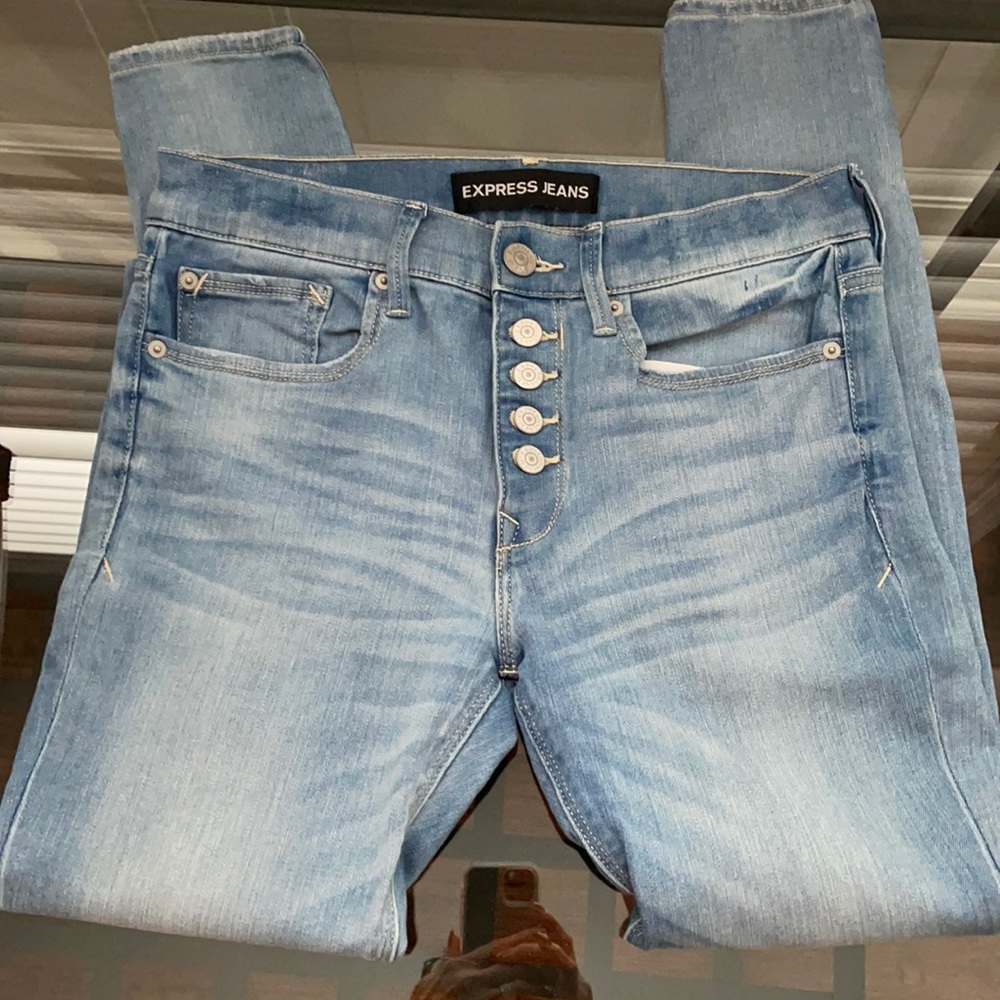 Express skinny jeans with button fly